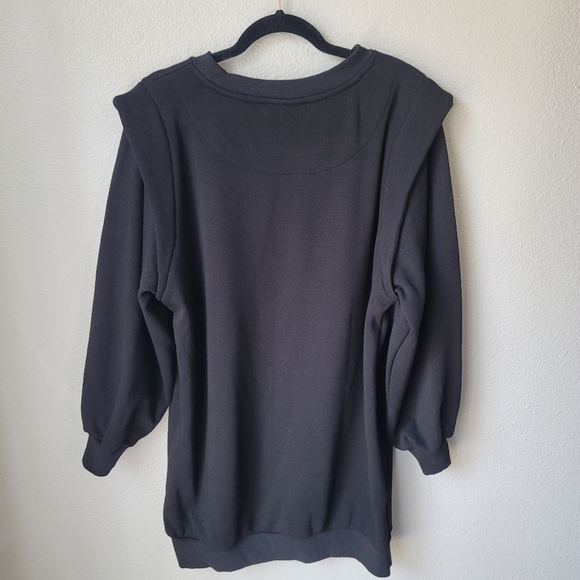 Farm Rio Amazonia Oversized Puff Shoulder Sweatshirt Dress, Size Small, Black - Picture 7 of 11